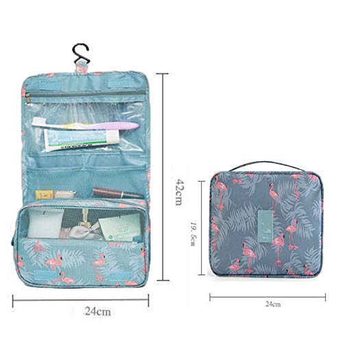 Hanging Travel Case Toiletry Bag Multifunction Cosmetic Bag Portable Makeup Pouch Waterproof Travel Makeup Bag Hanging Makeup Organizer for Women and Girls (Flamingo)