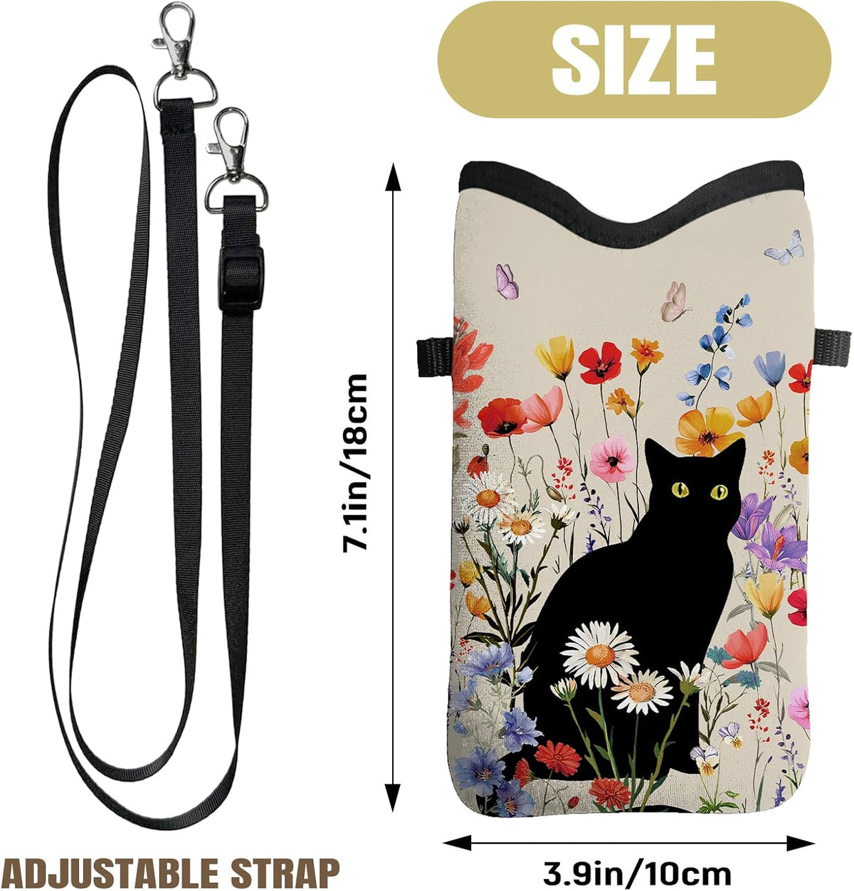 Cell Phone Sleeve Pouch Case Bag with Crossbody Strap Neck Lanyard for Women Men, Weiner Dog Gifts Cell Phone Crossbody Bag 7.1x3.9 Inch