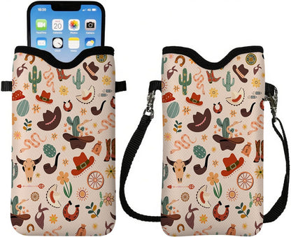 Cell Phone Sleeve Pouch Case Bag with Crossbody Strap Neck Lanyard for Women Men, Weiner Dog Gifts Cell Phone Crossbody Bag 7.1x3.9 Inch