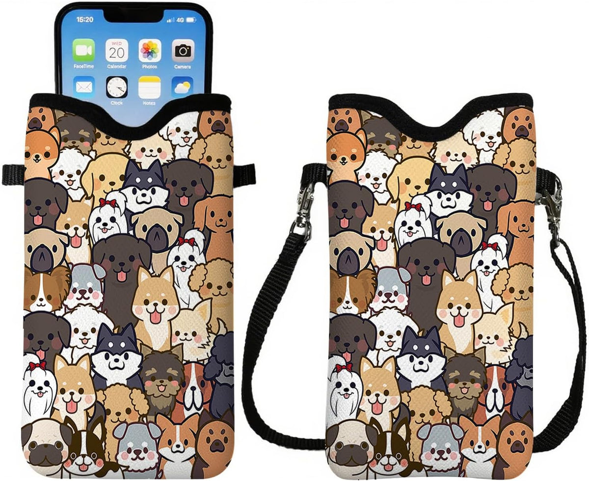 Cell Phone Sleeve Pouch Case Bag with Crossbody Strap Neck Lanyard for Women Men, Weiner Dog Gifts Cell Phone Crossbody Bag 7.1x3.9 Inch