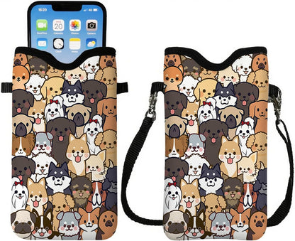 Cell Phone Sleeve Pouch Case Bag with Crossbody Strap Neck Lanyard for Women Men, Weiner Dog Gifts Cell Phone Crossbody Bag 7.1x3.9 Inch