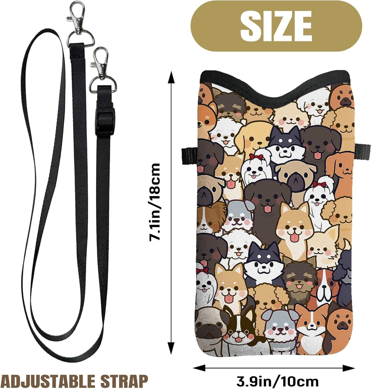 Cell Phone Sleeve Pouch Case Bag with Crossbody Strap Neck Lanyard for Women Men, Weiner Dog Gifts Cell Phone Crossbody Bag 7.1x3.9 Inch