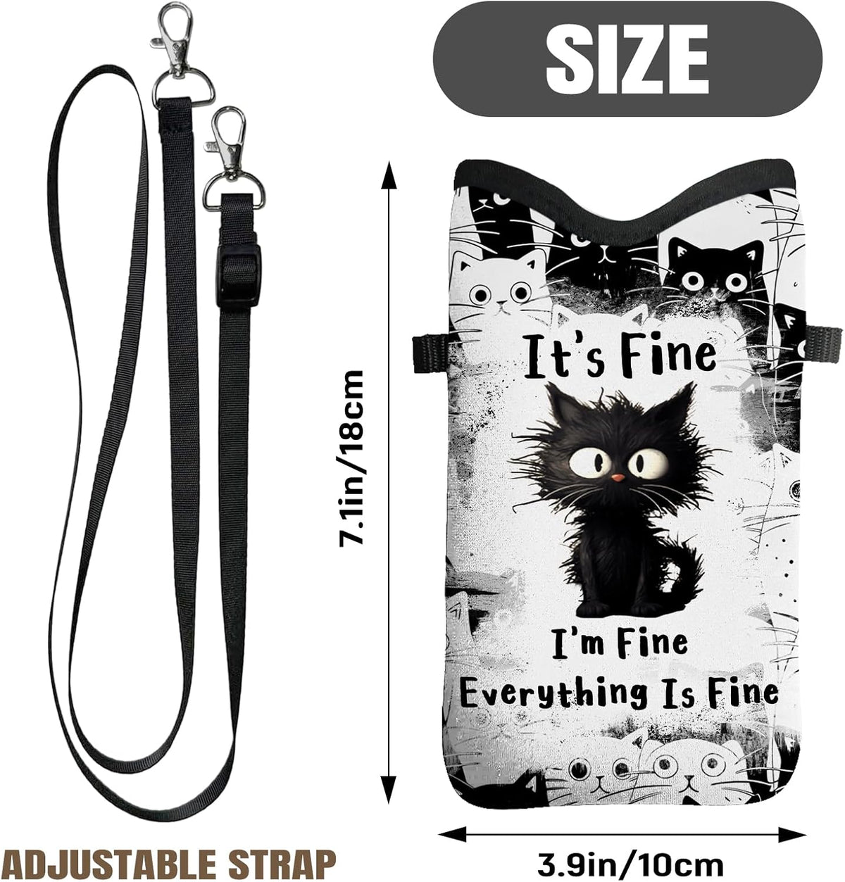 Cell Phone Sleeve Pouch Case Bag with Crossbody Strap Neck Lanyard for Women Men, Weiner Dog Gifts Cell Phone Crossbody Bag 7.1x3.9 Inch