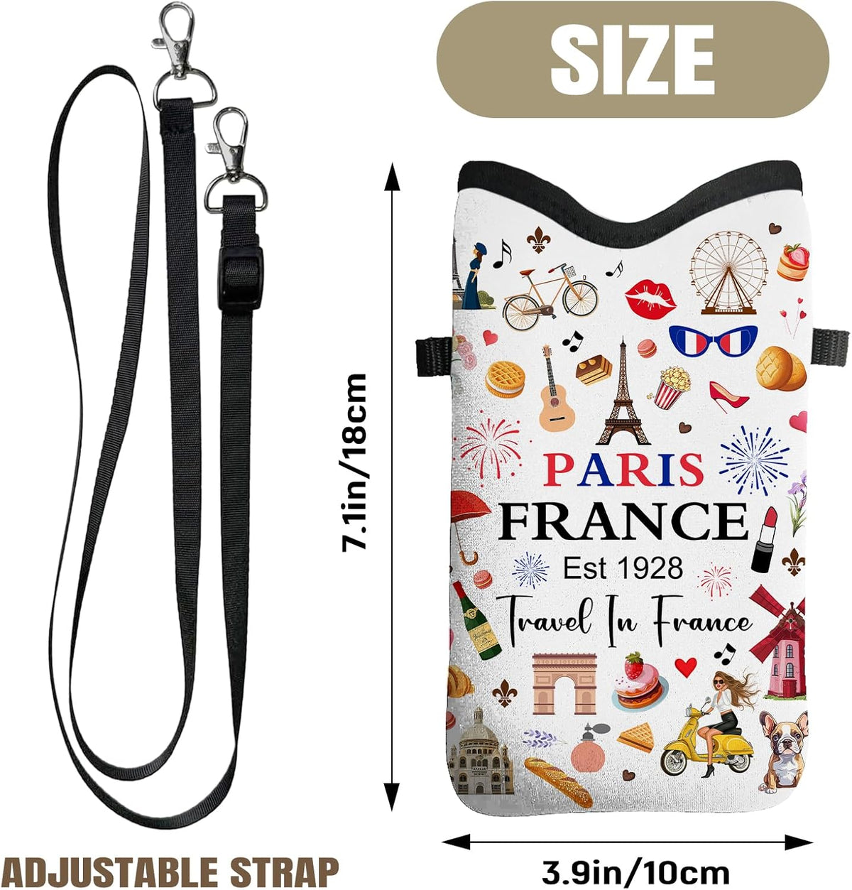 Cell Phone Sleeve Pouch Case Bag with Crossbody Strap Neck Lanyard for Women Men, Weiner Dog Gifts Cell Phone Crossbody Bag 7.1x3.9 Inch
