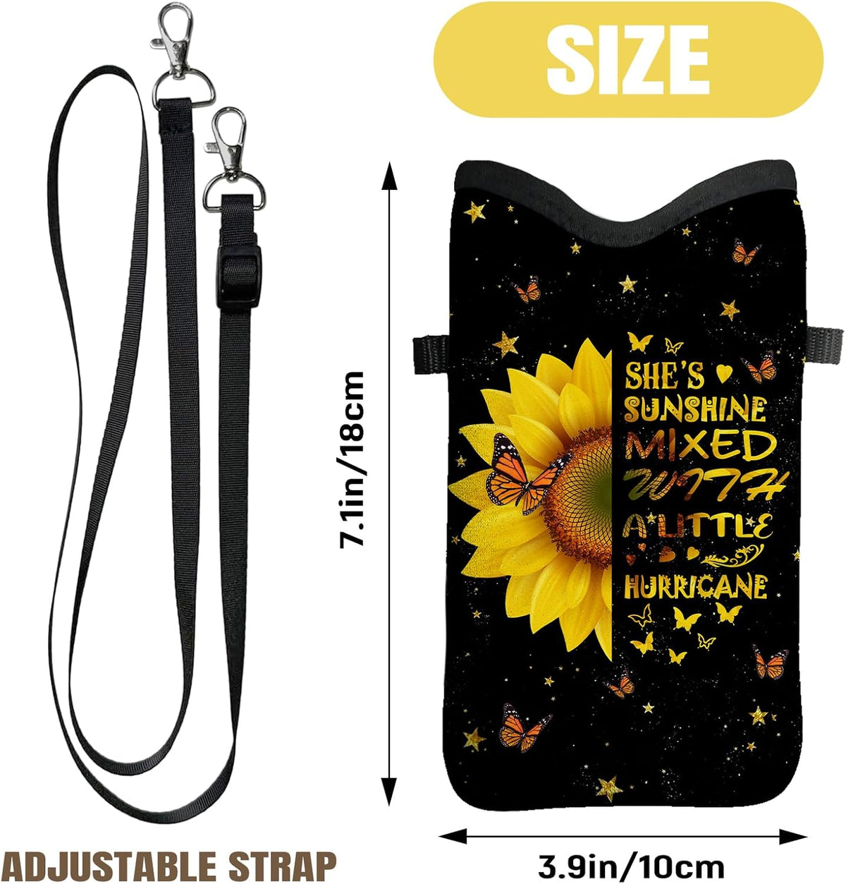 Cell Phone Sleeve Pouch Case Bag with Crossbody Strap Neck Lanyard for Women Men, Weiner Dog Gifts Cell Phone Crossbody Bag 7.1x3.9 Inch