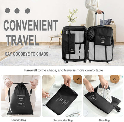 8 Pcs Bag Organizer Set – 8 Pcs Packing Cubes, Travel Cubes, Shoe Bag, Toiletry Pouches, Clothes Organizers, Waterproof Luggage & Travel Bags – Suitcase Organizer & Organizers for Travel Essentials