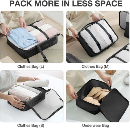 8 Pcs Bag Organizer Set – 8 Pcs Packing Cubes, Travel Cubes, Shoe Bag, Toiletry Pouches, Clothes Organizers, Waterproof Luggage & Travel Bags – Suitcase Organizer & Organizers for Travel Essentials