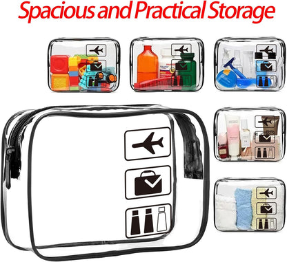 Clear Travel Toiletries Bag, 2 Pack TSA Approved Toiletry Bag with Zippers Travel Essentials PVC Waterproof Cosmetic Clear Makeup Bag for Women and Men