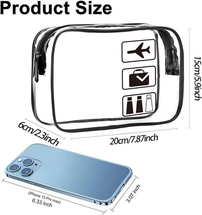 Clear Travel Toiletries Bag, 2 Pack TSA Approved Toiletry Bag with Zippers Travel Essentials PVC Waterproof Cosmetic Clear Makeup Bag for Women and Men