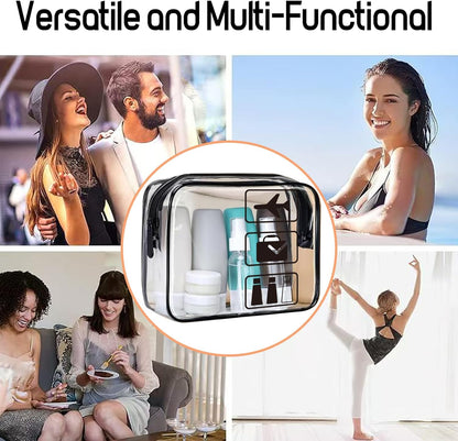 Clear Travel Toiletries Bag, 2 Pack TSA Approved Toiletry Bag with Zippers Travel Essentials PVC Waterproof Cosmetic Clear Makeup Bag for Women and Men