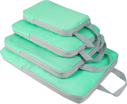 4 Set Compression Packing Cubes, Travel Luggage Organizers and Storage Packing Cubes (Green)