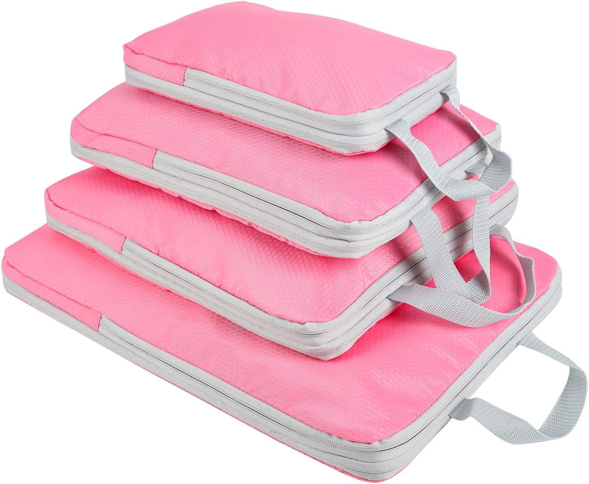 4 Set Compression Packing Cubes, Travel Luggage Organizers and Storage Packing Cubes (Green)