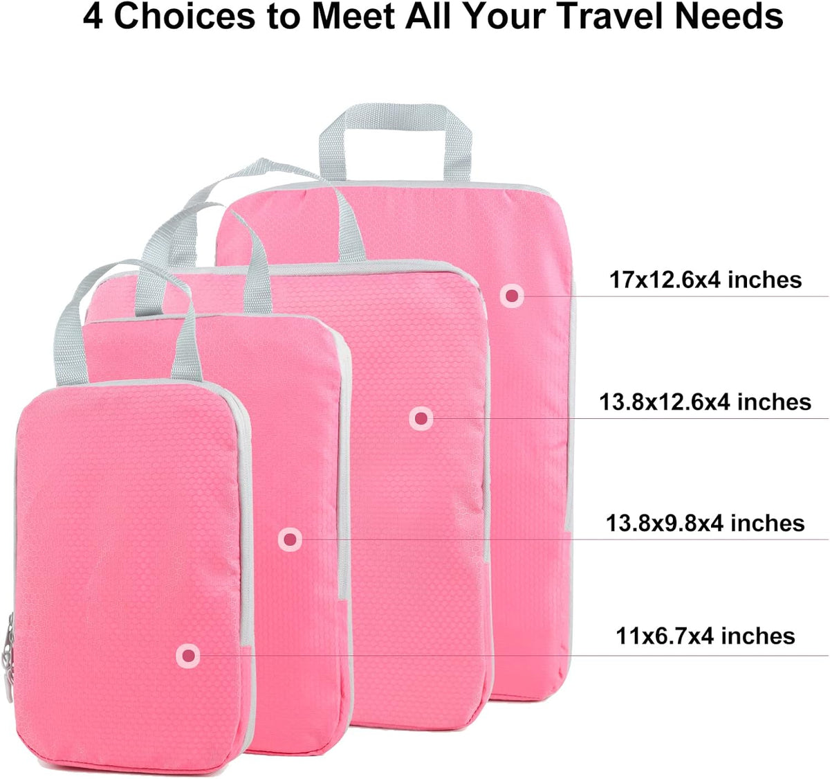 4 Set Compression Packing Cubes, Travel Luggage Organizers and Storage Packing Cubes (Green)