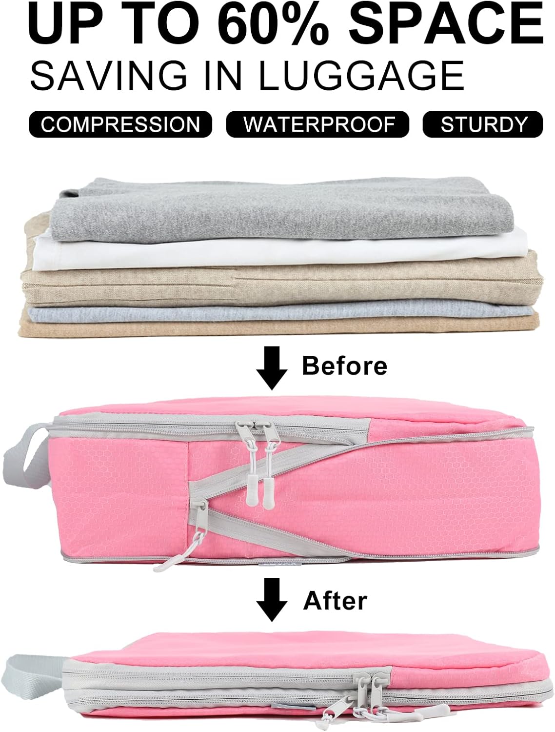 4 Set Compression Packing Cubes, Travel Luggage Organizers and Storage Packing Cubes (Green)