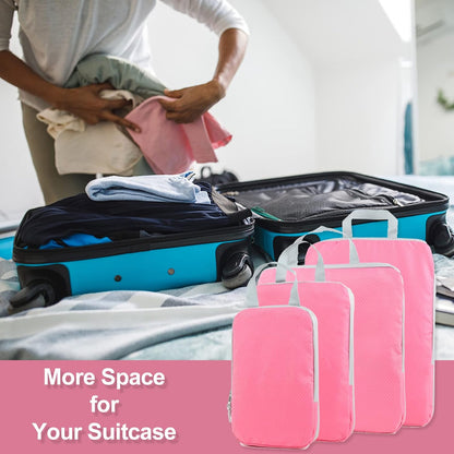 4 Set Compression Packing Cubes, Travel Luggage Organizers and Storage Packing Cubes (Green)