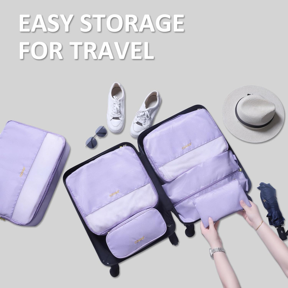 4 Set Compression Packing Cubes, Travel Luggage Organizers and Storage Packing Cubes (Green)