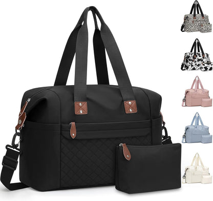 Travel Duffle Bag, Waterproof Weekender Overnight Hospital Bags for Women Men with Toiletry Bag Lightweight Carry on Personal Item Duffle Gym Bag for Travel, Airplanes, Sports