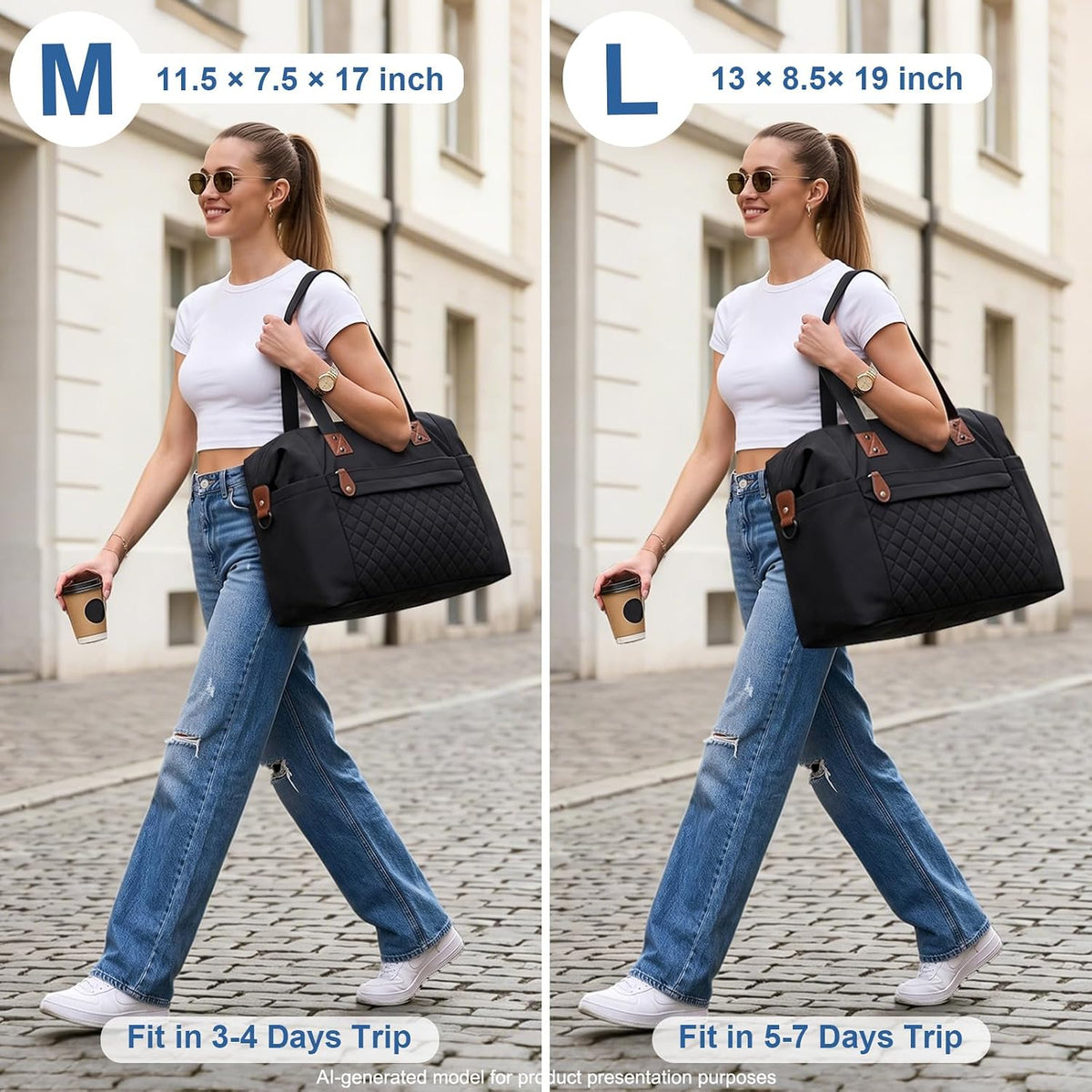 Travel Duffle Bag, Waterproof Weekender Overnight Hospital Bags for Women Men with Toiletry Bag Lightweight Carry on Personal Item Duffle Gym Bag for Travel, Airplanes, Sports