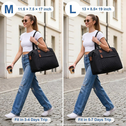 Travel Duffle Bag, Waterproof Weekender Overnight Hospital Bags for Women Men with Toiletry Bag Lightweight Carry on Personal Item Duffle Gym Bag for Travel, Airplanes, Sports