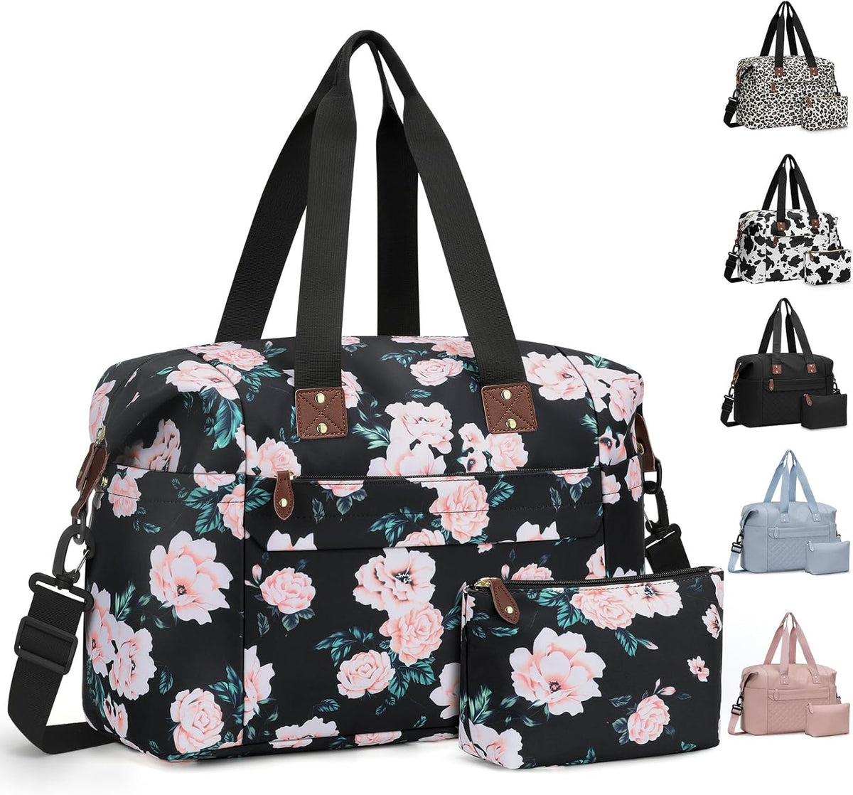 Travel Duffle Bag, Waterproof Weekender Overnight Hospital Bags for Women Men with Toiletry Bag Lightweight Carry on Personal Item Duffle Gym Bag for Travel, Airplanes, Sports