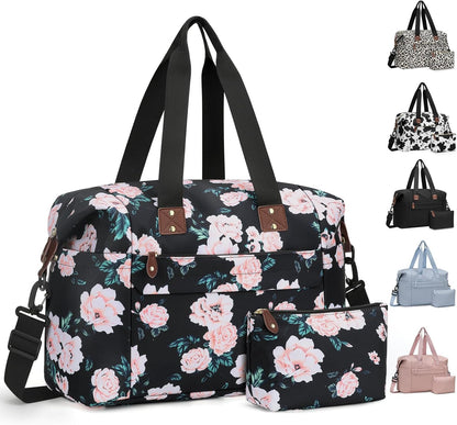 Travel Duffle Bag, Waterproof Weekender Overnight Hospital Bags for Women Men with Toiletry Bag Lightweight Carry on Personal Item Duffle Gym Bag for Travel, Airplanes, Sports