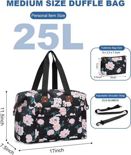 Travel Duffle Bag, Waterproof Weekender Overnight Hospital Bags for Women Men with Toiletry Bag Lightweight Carry on Personal Item Duffle Gym Bag for Travel, Airplanes, Sports