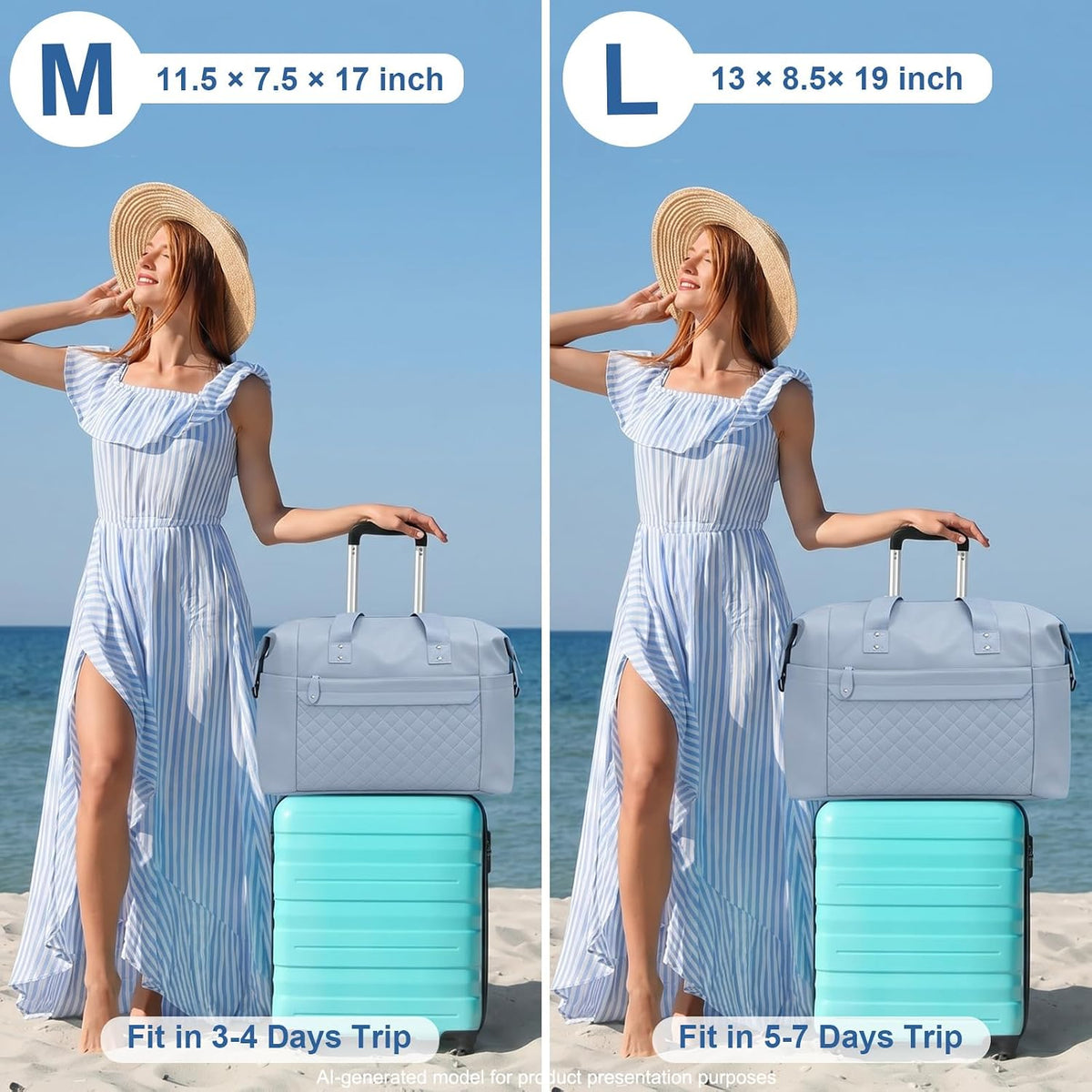 Travel Duffle Bag, Waterproof Weekender Overnight Hospital Bags for Women Men with Toiletry Bag Lightweight Carry on Personal Item Duffle Gym Bag for Travel, Airplanes, Sports