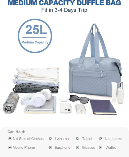 Travel Duffle Bag, Waterproof Weekender Overnight Hospital Bags for Women Men with Toiletry Bag Lightweight Carry on Personal Item Duffle Gym Bag for Travel, Airplanes, Sports