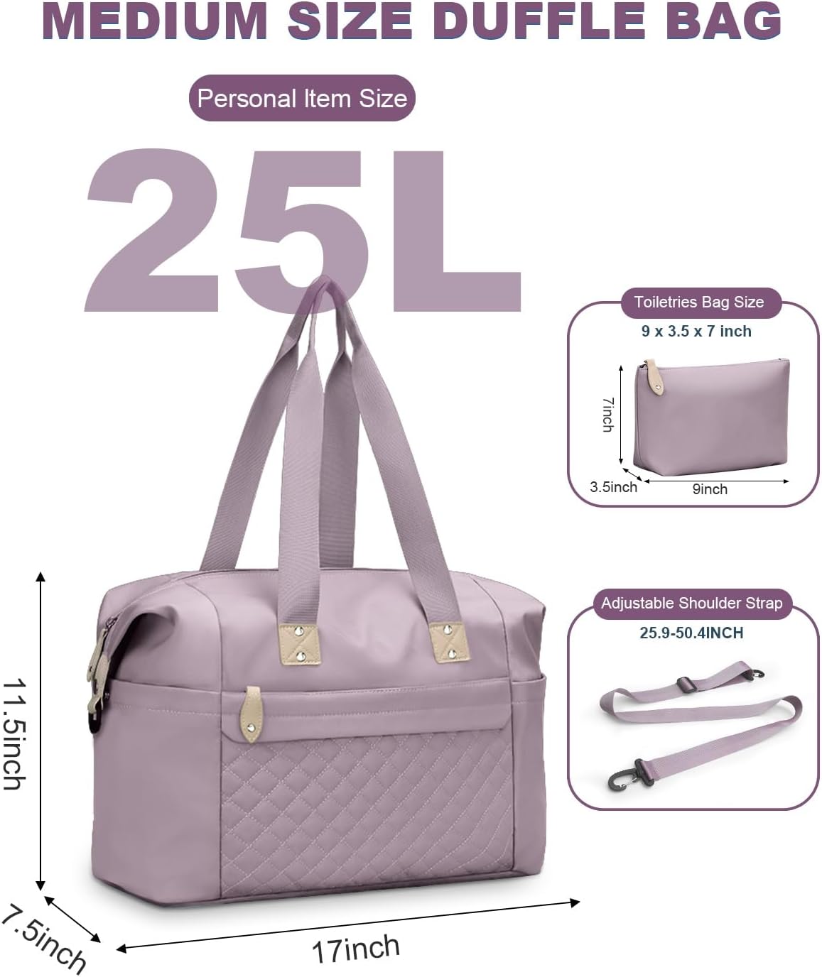 Travel Duffle Bag, Waterproof Weekender Overnight Hospital Bags for Women Men with Toiletry Bag Lightweight Carry on Personal Item Duffle Gym Bag for Travel, Airplanes, Sports
