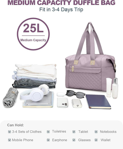 Travel Duffle Bag, Waterproof Weekender Overnight Hospital Bags for Women Men with Toiletry Bag Lightweight Carry on Personal Item Duffle Gym Bag for Travel, Airplanes, Sports