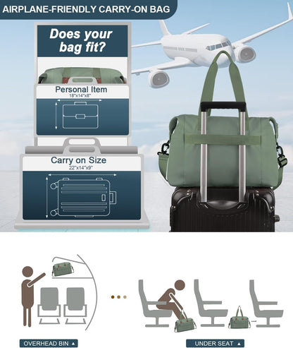 Travel Duffle Bag, Waterproof Weekender Overnight Hospital Bags for Women Men with Toiletry Bag Lightweight Carry on Personal Item Duffle Gym Bag for Travel, Airplanes, Sports