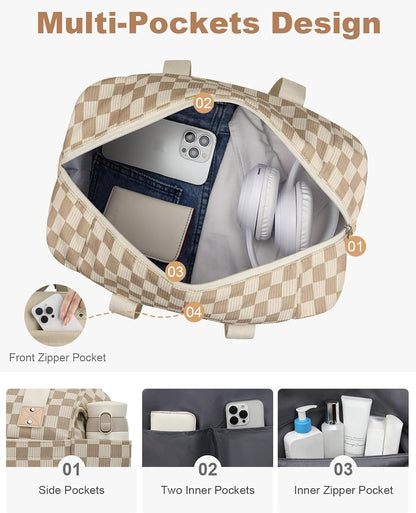 Travel Duffle Bag, Waterproof Weekender Overnight Hospital Bags for Women Men with Toiletry Bag Lightweight Carry on Personal Item Duffle Gym Bag for Travel, Airplanes, Sports