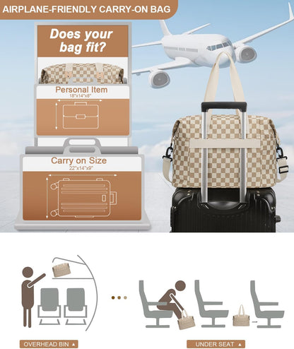Travel Duffle Bag, Waterproof Weekender Overnight Hospital Bags for Women Men with Toiletry Bag Lightweight Carry on Personal Item Duffle Gym Bag for Travel, Airplanes, Sports