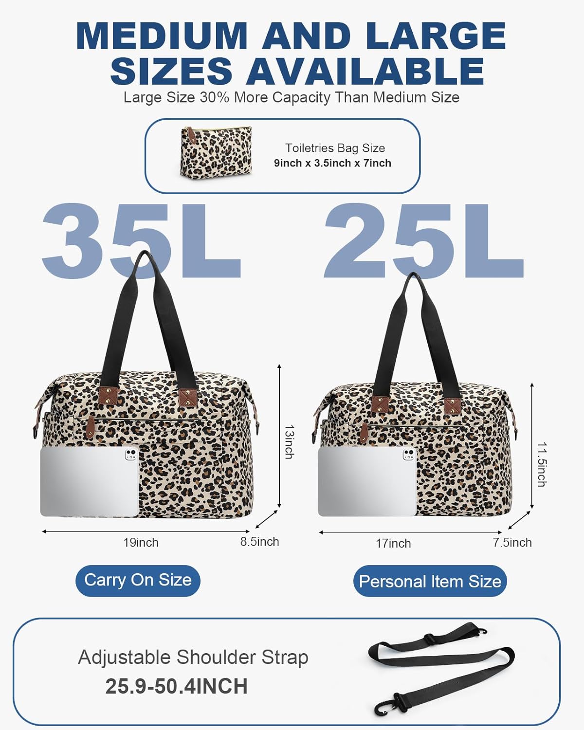 Travel Duffle Bag, Waterproof Weekender Overnight Hospital Bags for Women Men with Toiletry Bag Lightweight Carry on Personal Item Duffle Gym Bag for Travel, Airplanes, Sports