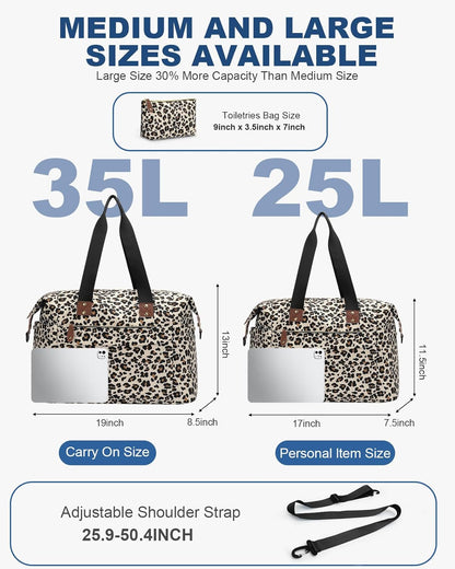 Travel Duffle Bag, Waterproof Weekender Overnight Hospital Bags for Women Men with Toiletry Bag Lightweight Carry on Personal Item Duffle Gym Bag for Travel, Airplanes, Sports