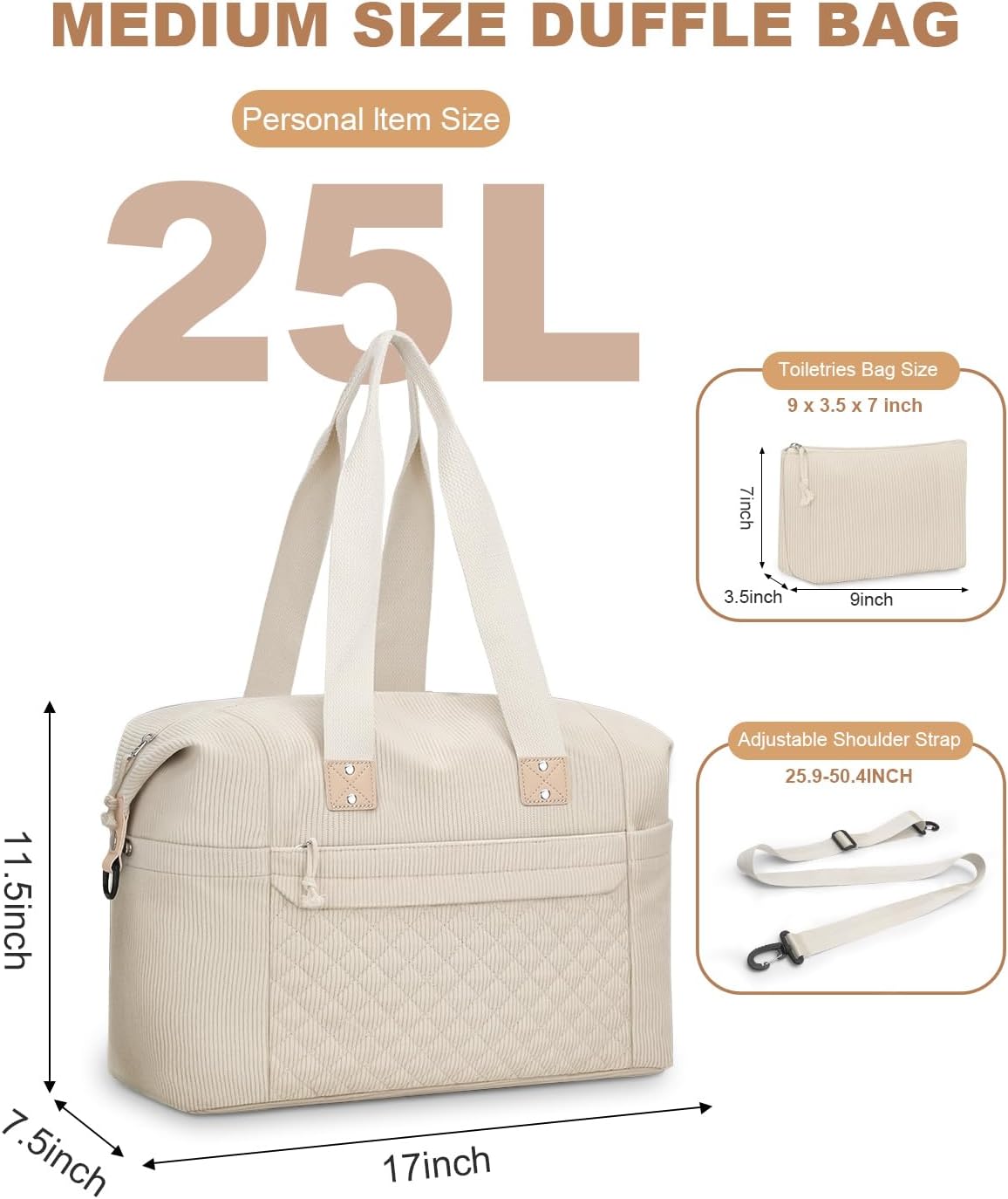 Travel Duffle Bag, Waterproof Weekender Overnight Hospital Bags for Women Men with Toiletry Bag Lightweight Carry on Personal Item Duffle Gym Bag for Travel, Airplanes, Sports