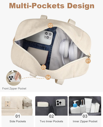 Travel Duffle Bag, Waterproof Weekender Overnight Hospital Bags for Women Men with Toiletry Bag Lightweight Carry on Personal Item Duffle Gym Bag for Travel, Airplanes, Sports