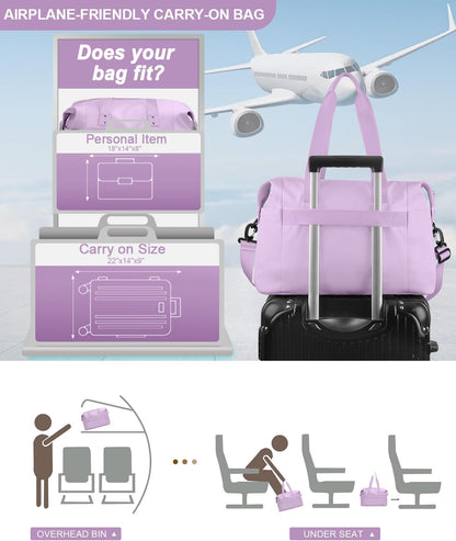 Travel Duffle Bag, Waterproof Weekender Overnight Hospital Bags for Women Men with Toiletry Bag Lightweight Carry on Personal Item Duffle Gym Bag for Travel, Airplanes, Sports