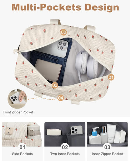 Travel Duffle Bag, Waterproof Weekender Overnight Hospital Bags for Women Men with Toiletry Bag Lightweight Carry on Personal Item Duffle Gym Bag for Travel, Airplanes, Sports