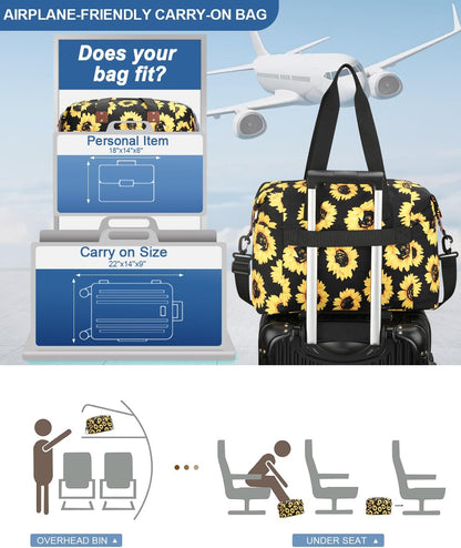 Travel Duffle Bag, Waterproof Weekender Overnight Hospital Bags for Women Men with Toiletry Bag Lightweight Carry on Personal Item Duffle Gym Bag for Travel, Airplanes, Sports