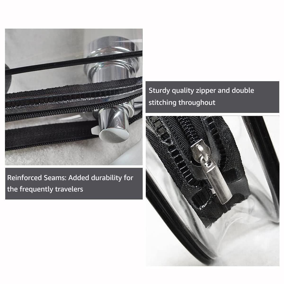 Crystal Clear PVC Travel Toiletry Bag Kit for Women Men, Waterproof Vinyl Organizer Makeup Bags with Zipper Handle Straps, Cosmetic Bag Pouch Carry on Airport Airline Compliant Bag Handbag