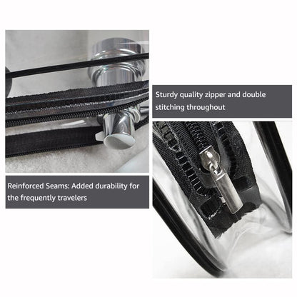 Crystal Clear PVC Travel Toiletry Bag Kit for Women Men, Waterproof Vinyl Organizer Makeup Bags with Zipper Handle Straps, Cosmetic Bag Pouch Carry on Airport Airline Compliant Bag Handbag