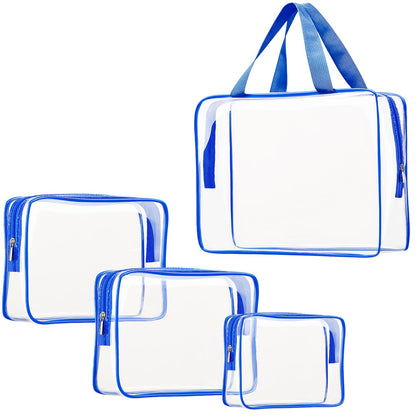 Crystal Clear PVC Travel Toiletry Bag Kit for Women Men, Waterproof Vinyl Organizer Makeup Bags with Zipper Handle Straps, Cosmetic Bag Pouch Carry on Airport Airline Compliant Bag Handbag