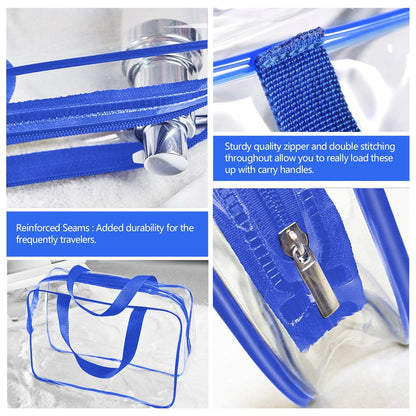 Crystal Clear PVC Travel Toiletry Bag Kit for Women Men, Waterproof Vinyl Organizer Makeup Bags with Zipper Handle Straps, Cosmetic Bag Pouch Carry on Airport Airline Compliant Bag Handbag