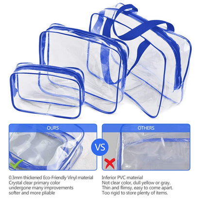 Crystal Clear PVC Travel Toiletry Bag Kit for Women Men, Waterproof Vinyl Organizer Makeup Bags with Zipper Handle Straps, Cosmetic Bag Pouch Carry on Airport Airline Compliant Bag Handbag