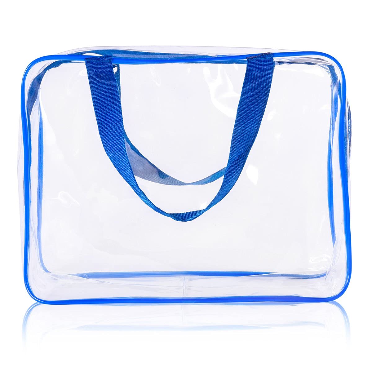 Crystal Clear PVC Travel Toiletry Bag Kit for Women Men, Waterproof Vinyl Organizer Makeup Bags with Zipper Handle Straps, Cosmetic Bag Pouch Carry on Airport Airline Compliant Bag Handbag