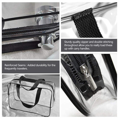 Crystal Clear PVC Travel Toiletry Bag Kit for Women Men, Waterproof Vinyl Organizer Makeup Bags with Zipper Handle Straps, Cosmetic Bag Pouch Carry on Airport Airline Compliant Bag Handbag