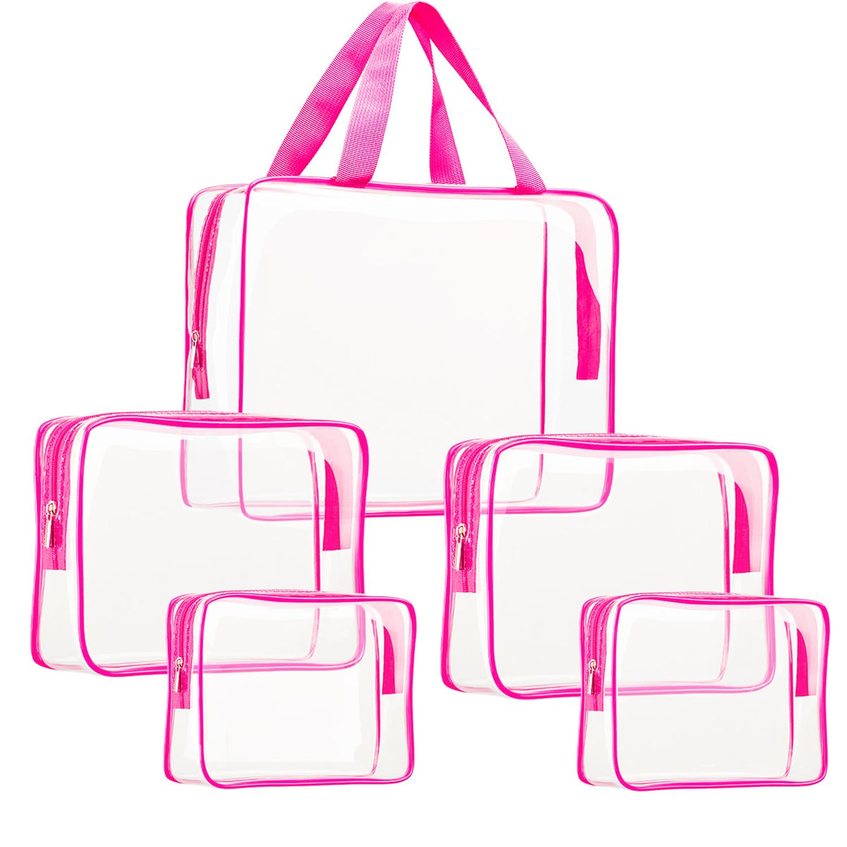Crystal Clear PVC Travel Toiletry Bag Kit for Women Men, Waterproof Vinyl Organizer Makeup Bags with Zipper Handle Straps, Cosmetic Bag Pouch Carry on Airport Airline Compliant Bag Handbag