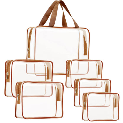 Crystal Clear PVC Travel Toiletry Bag Kit for Women Men, Waterproof Vinyl Organizer Makeup Bags with Zipper Handle Straps, Cosmetic Bag Pouch Carry on Airport Airline Compliant Bag Handbag