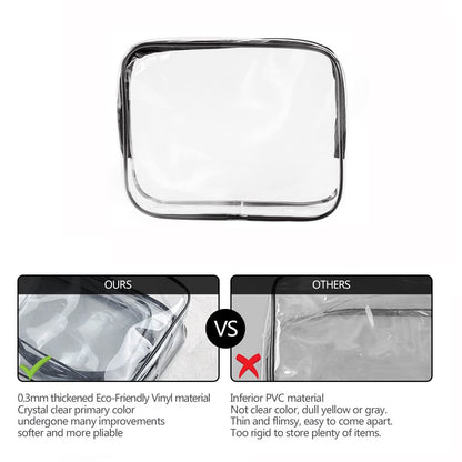Crystal Clear PVC Travel Toiletry Bag Kit for Women Men, Waterproof Vinyl Organizer Makeup Bags with Zipper Handle Straps, Cosmetic Bag Pouch Carry on Airport Airline Compliant Bag Handbag